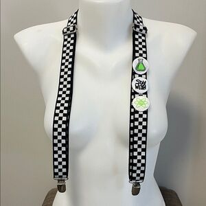 Black and White Checkered Suspenders